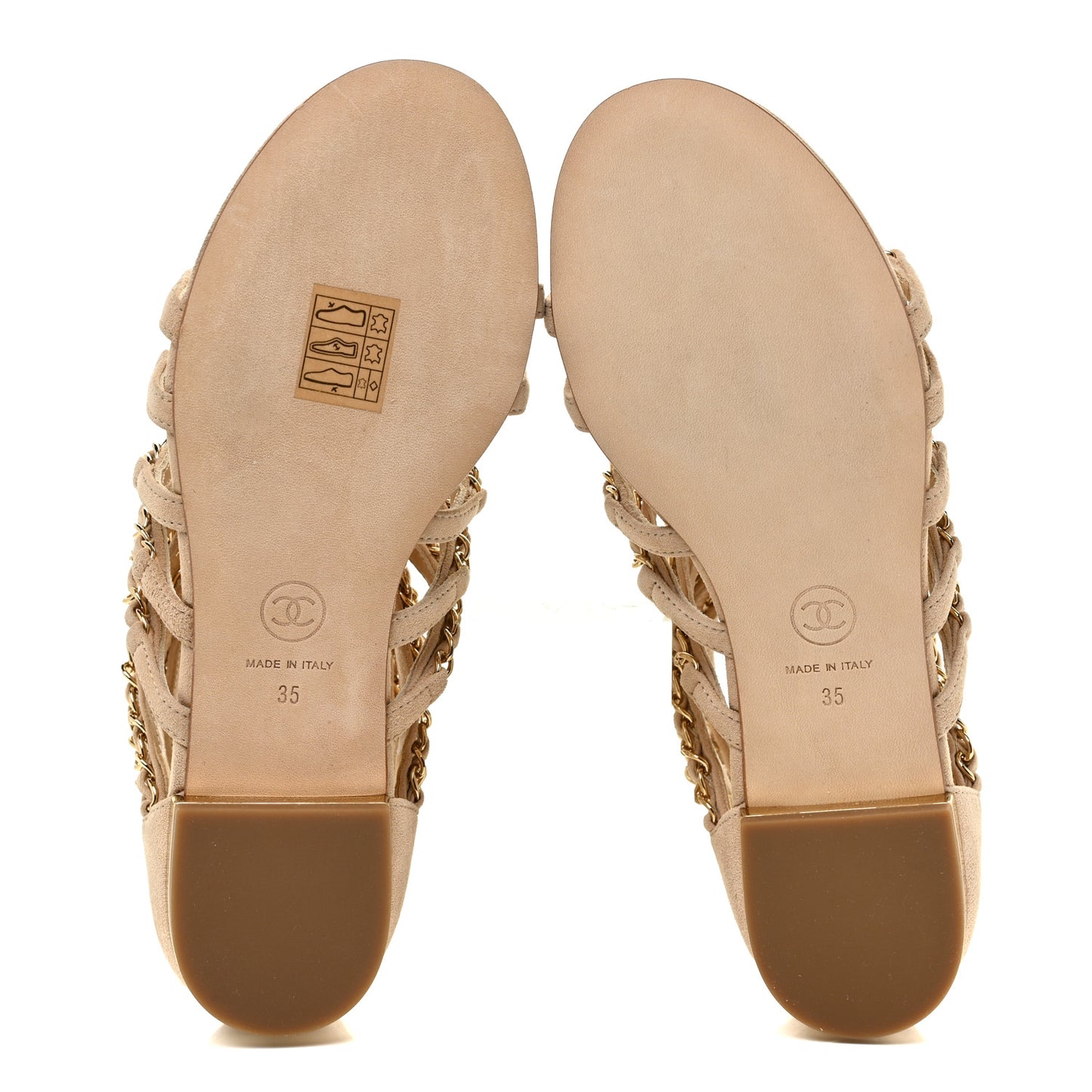 Kid Suede CC Chain Sandals 35 Beige