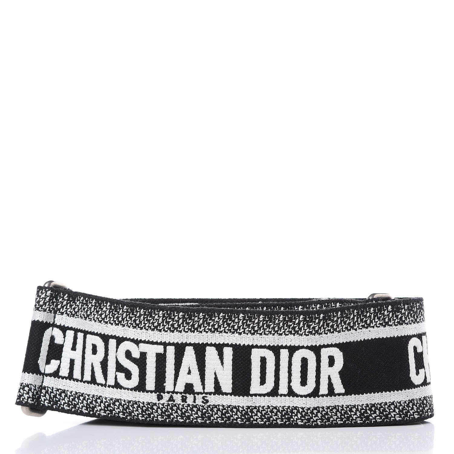 Christian Dior Canvas Embroidered Shoulder Strap Black White 2 of 5
