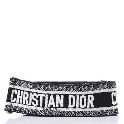 Christian Dior Canvas Embroidered Shoulder Strap Black White 2 of 5