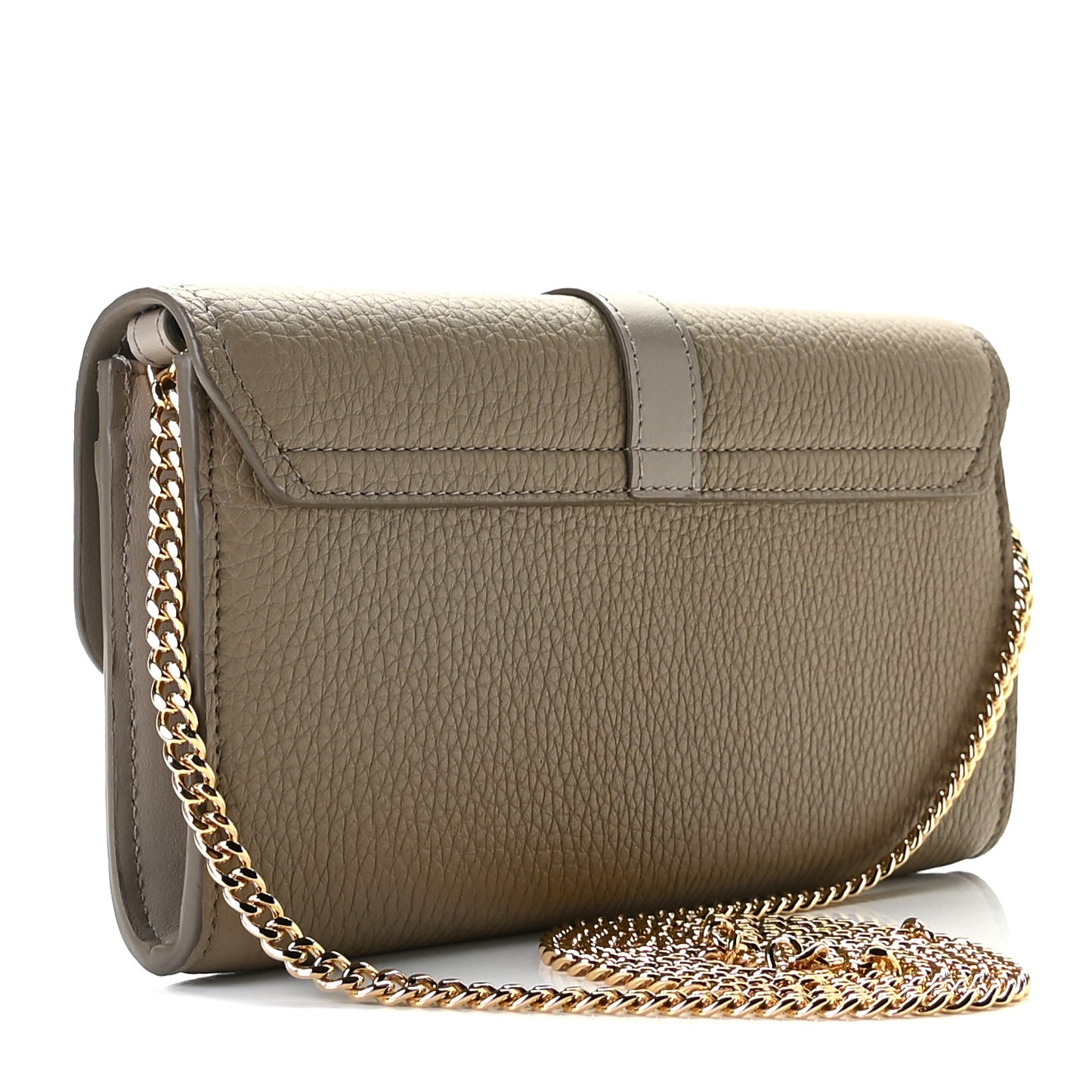 Grained Calfskin Aby Chain Wallet Motty Grey