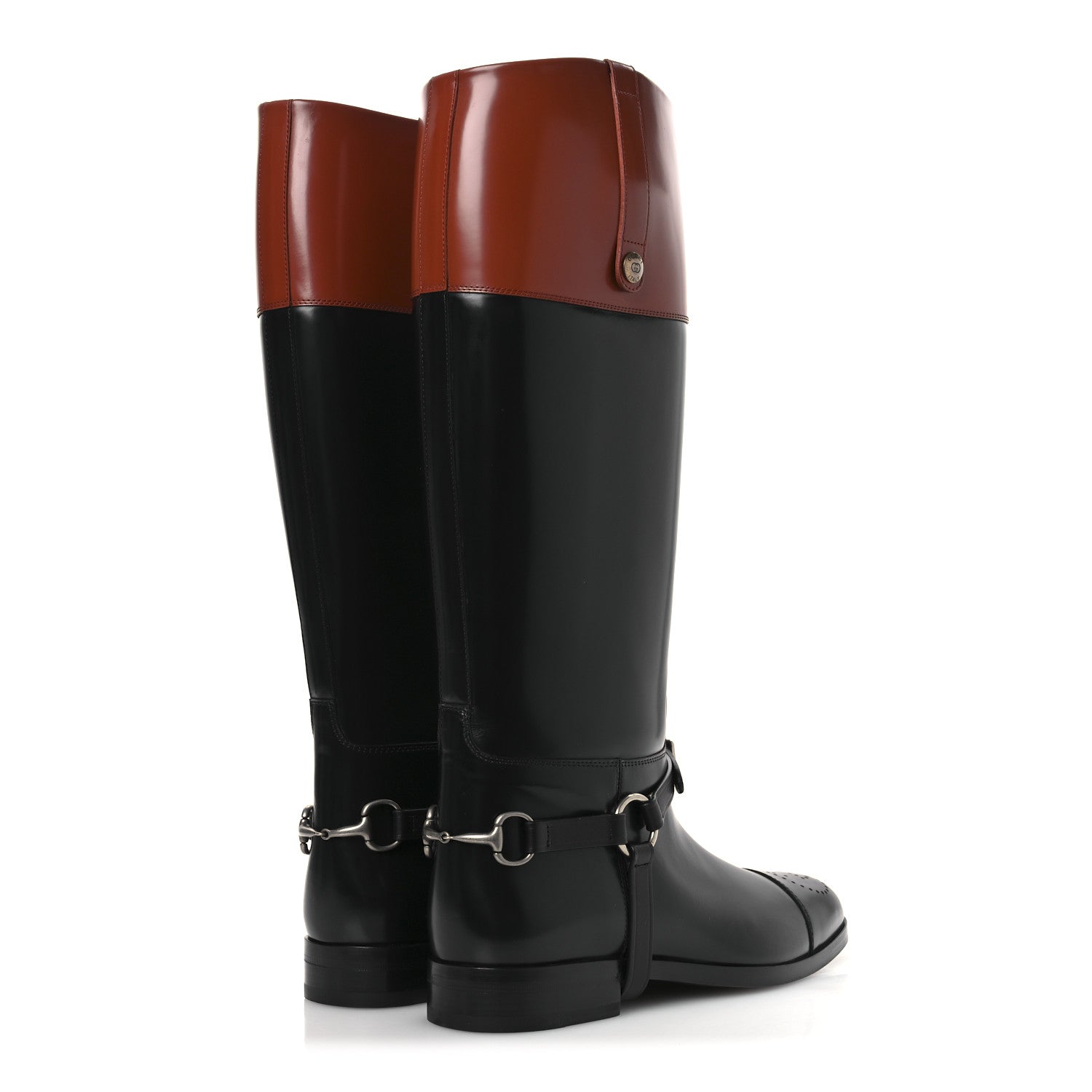 Gucci Cordovan Lux Mens Zelda Harness Riding Boots 10.5 Black Amber Honey 9 of 24
