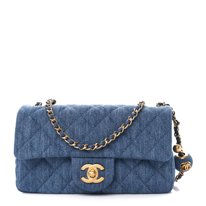 Chanel Denim Quilted Mini Pearl Crush Rectangular Flap Blue 1 of 13