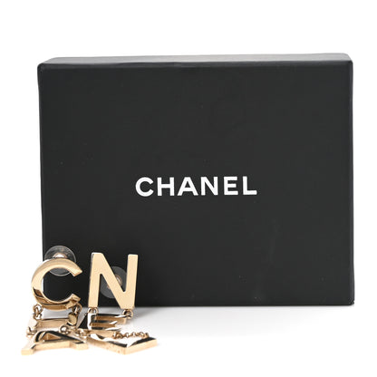 Chanel Metal Cha-Nel Logo Drop Earrings Gold 5 of 5