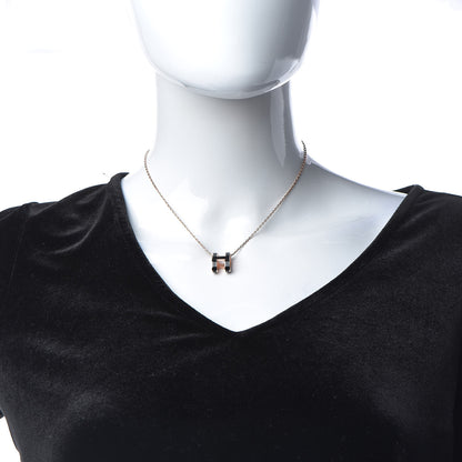 Hermes Lacquered Rose Gold Pop H Pendant Necklace Black 2 of 7