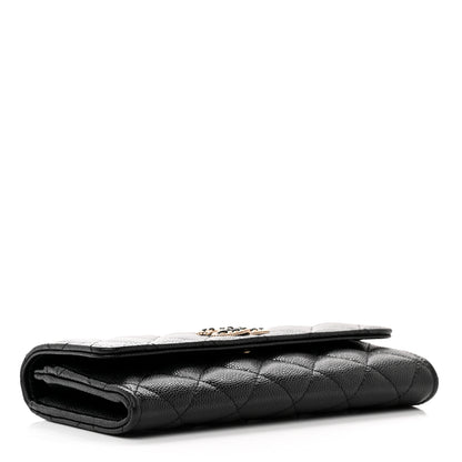 Chanel Caviar Quilted Crystal CC Large Gusset Flap Wallet Black 4 of 9