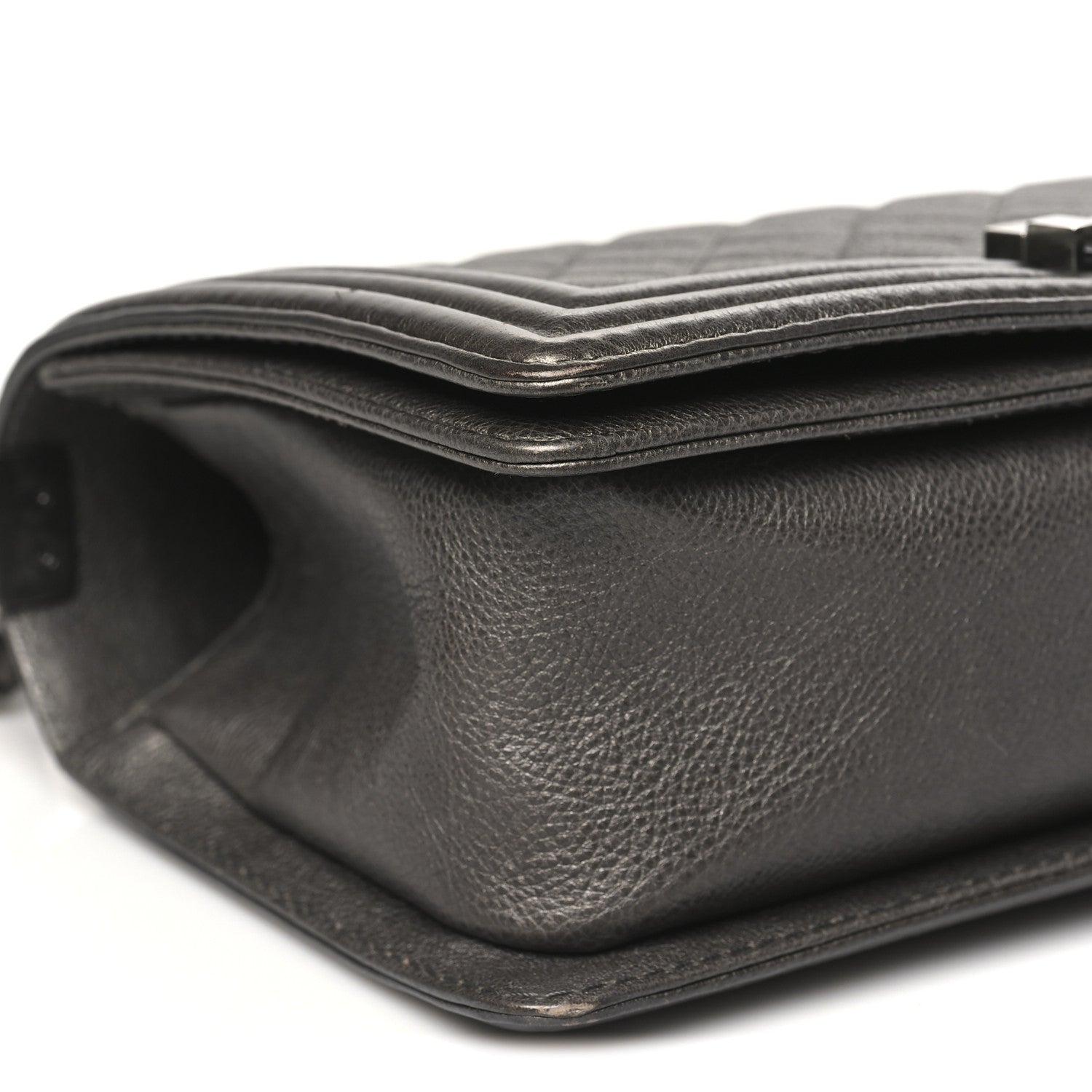 Chanel Metallic Calfskin Quilted Medium Boy Flap Dark Silver 9 of 11