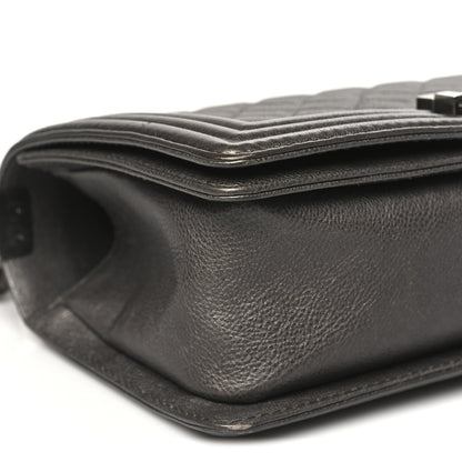 Chanel Metallic Calfskin Quilted Medium Boy Flap Dark Silver 9 of 11
