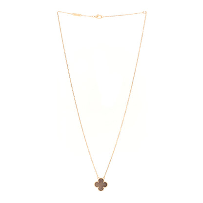 Van Cleef & Arpels 18K Rose Gold Gray Mother of Pearl Vintage Alhambra Pendant Necklace 3 of 4