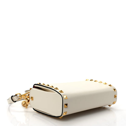 Valentino Garavani Grainy Calfskin Rockstud Alcove Box Clutch Ivory 4 of 9