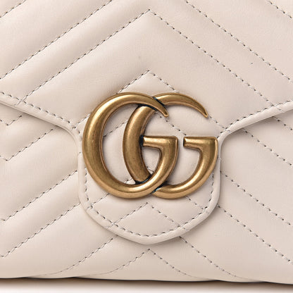 Gucci Calfskin Matelasse GG Marmont Chain Wallet Mystic White 8 of 12