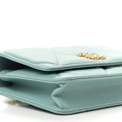 Chanel Lambskin Quilted Chanel 19 Wallet On Chain WOC Light Blue 10 of 13