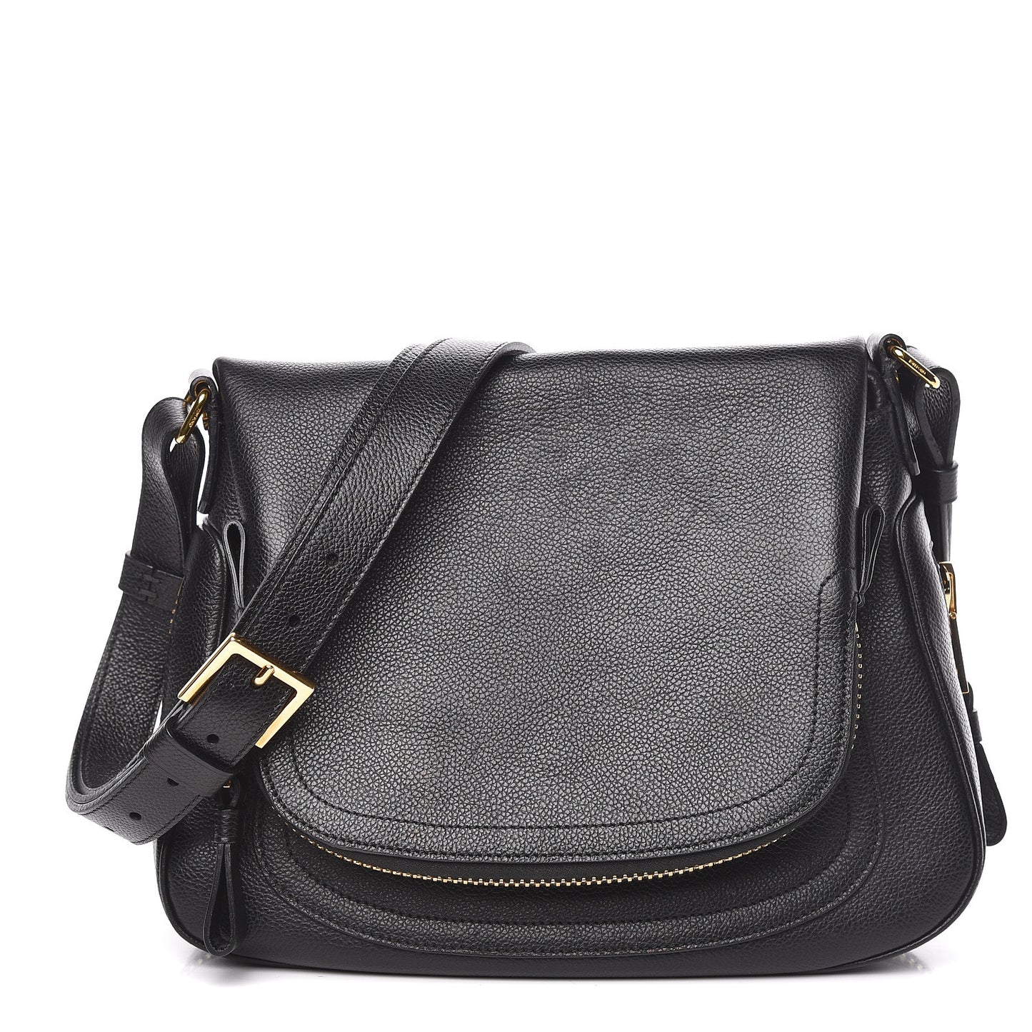 Grained Calfskin Medium Jennifer Crossbody Bag Black
