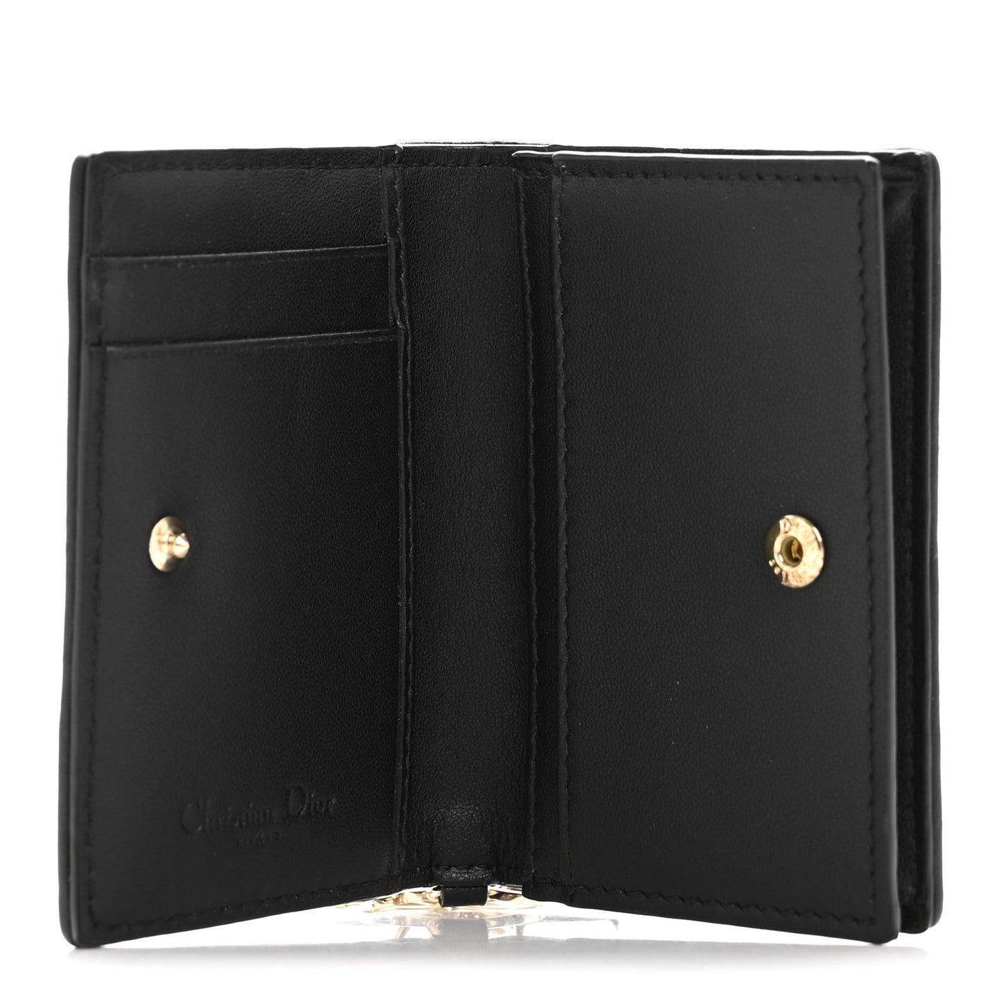 Lambskin Cannage Mini Lady Dior Wallet Black