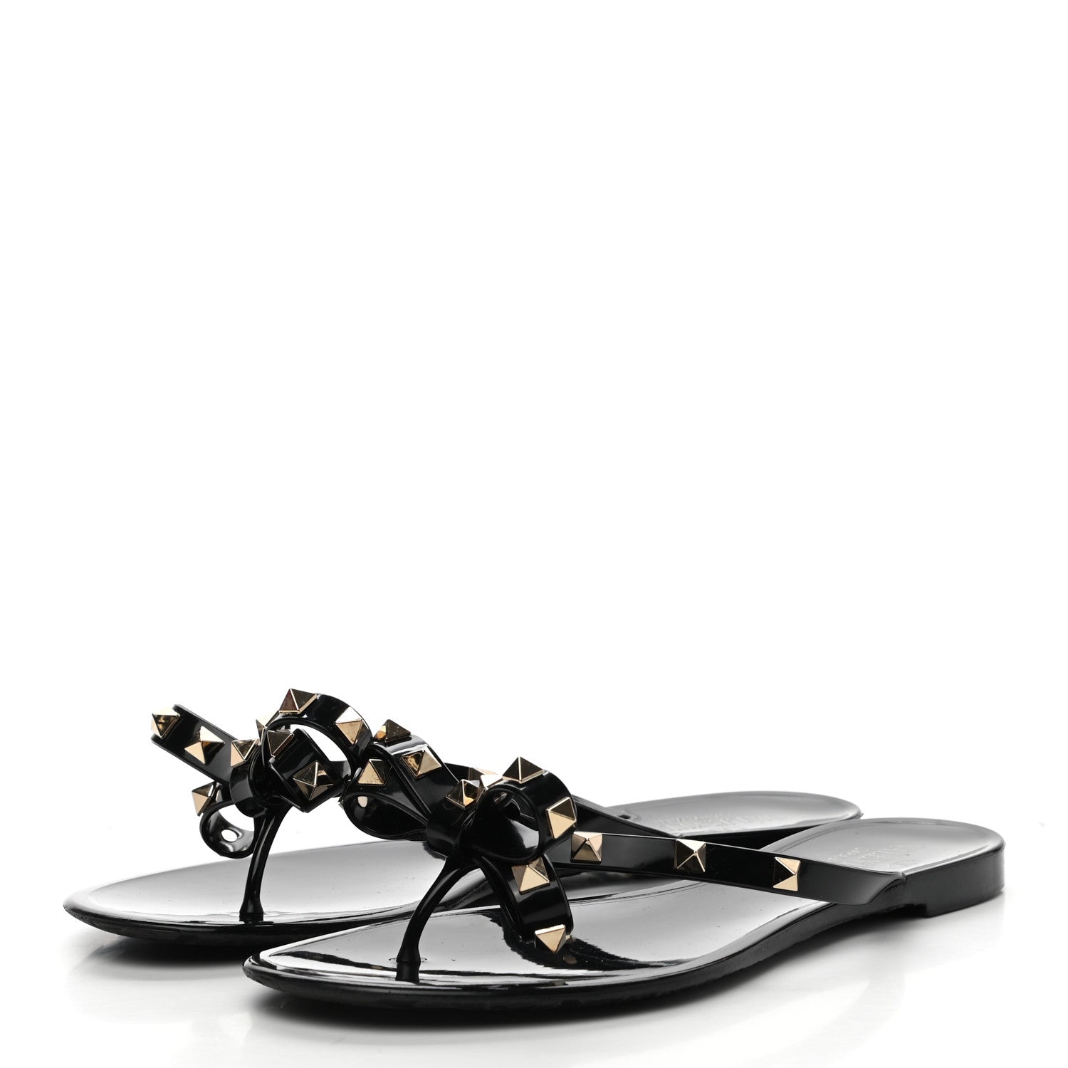 Valentino Garavani PVC Jelly Rockstud Bow Thong Sandals 39 Black 3 of 9