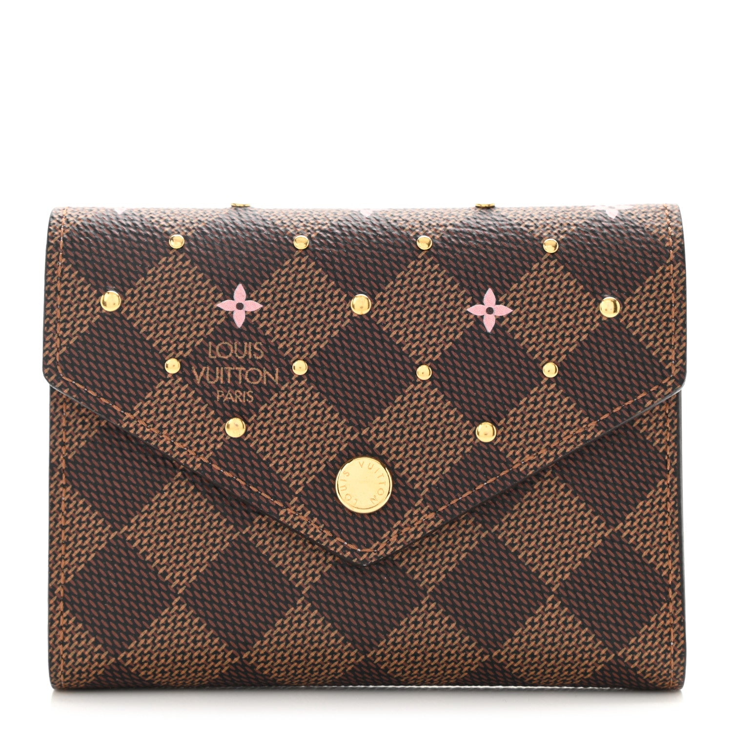 Louis Vuitton Damier Ebene Studded Victorine Wallet 1 of 7