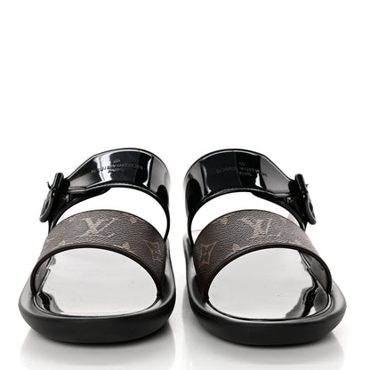 Louis Vuitton Monogram Sunbath Flat Mule Sandals 36 Black 2 of 8