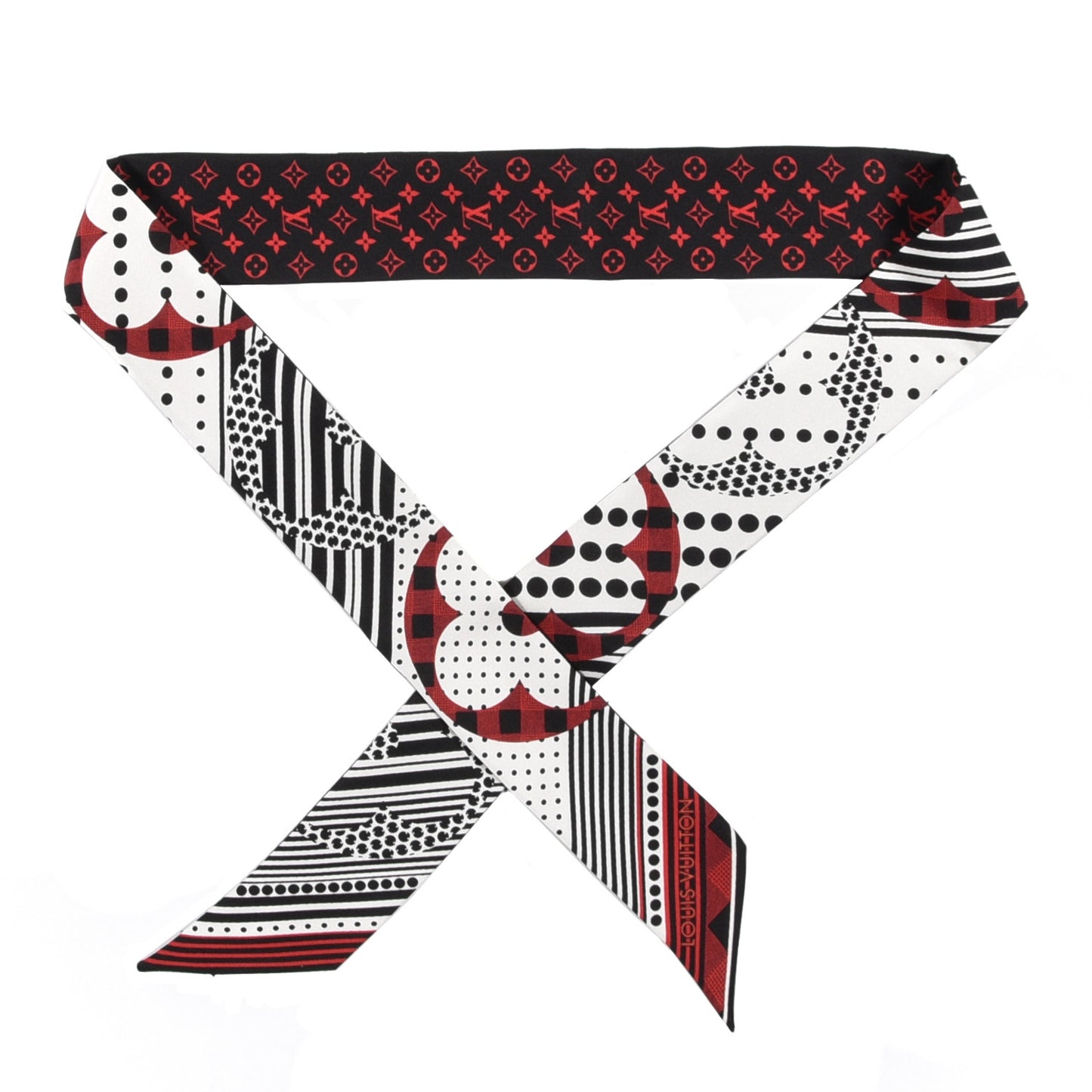 Silk Monogram Graphic Patchwork BB Bandeau Rouge