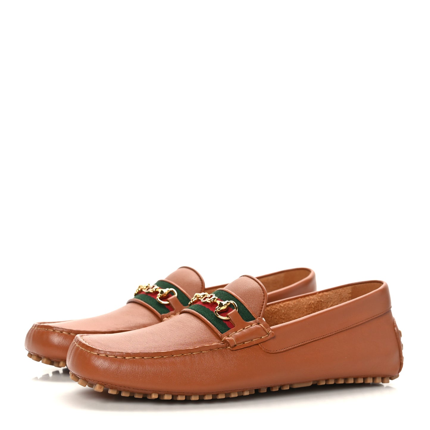 Soft Clove Calfskin Web Mens Horsebit Driver Loafers 9.5 Cognac