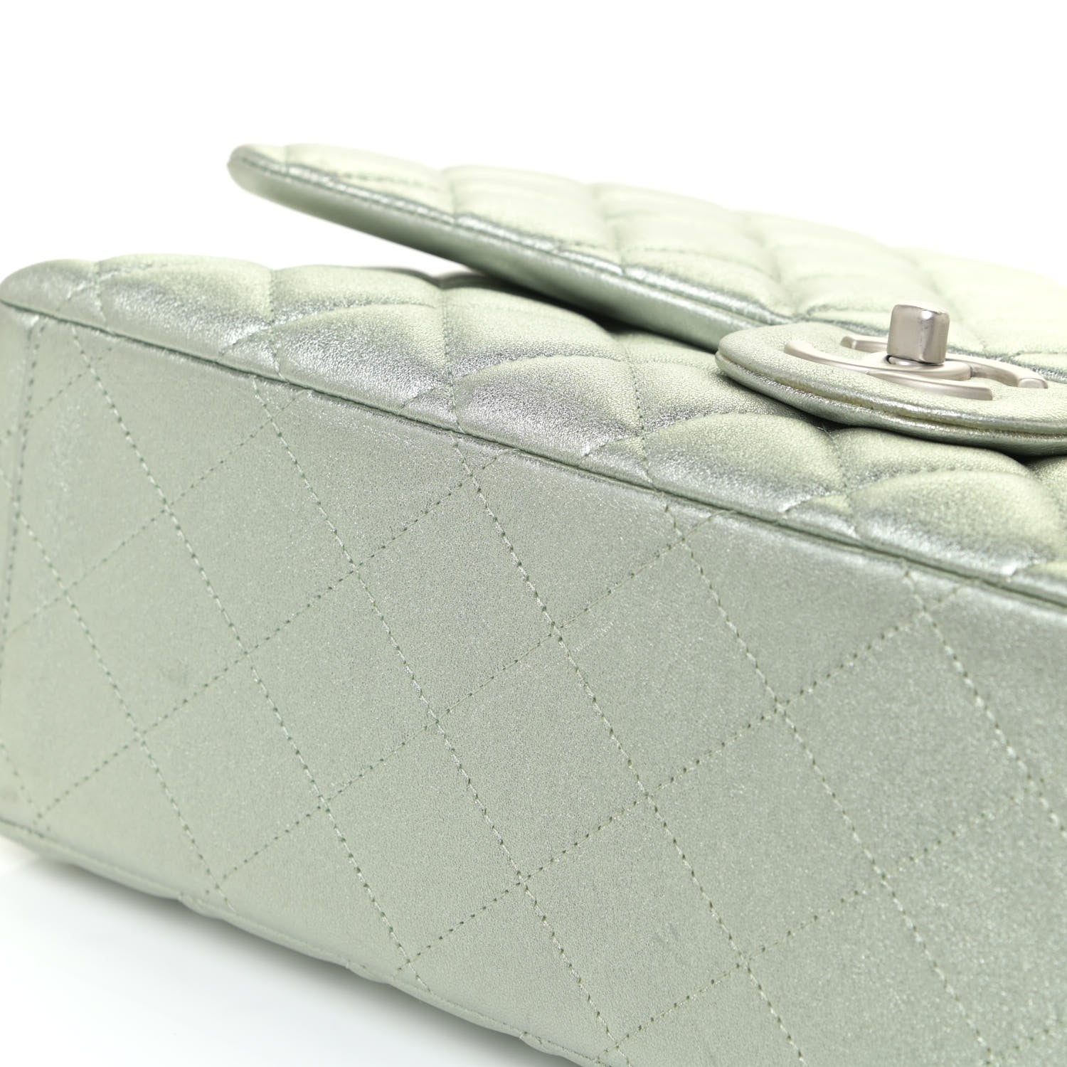 Chanel Metallic Lambskin Quilted Maxi Double Flap Green 7 of 14