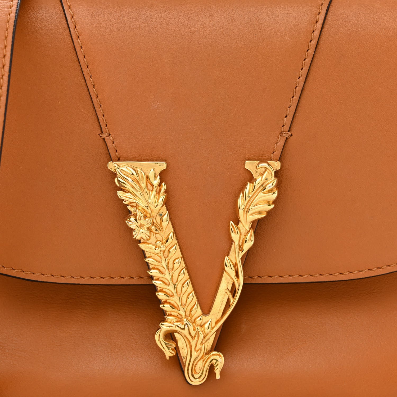 Versace Vitello Barocco Virtus Small Top Handle Shoulder Bag Brown 8 of 11