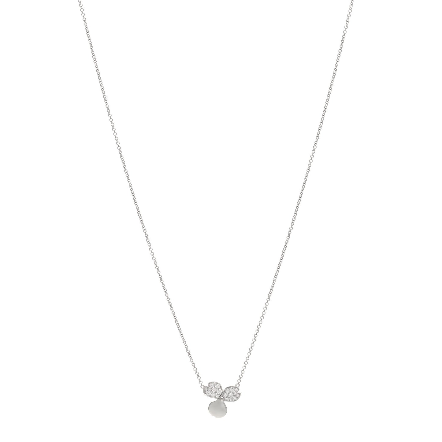 Platinum Diamond .17ctw Small Paper Flowers Pendant Necklace