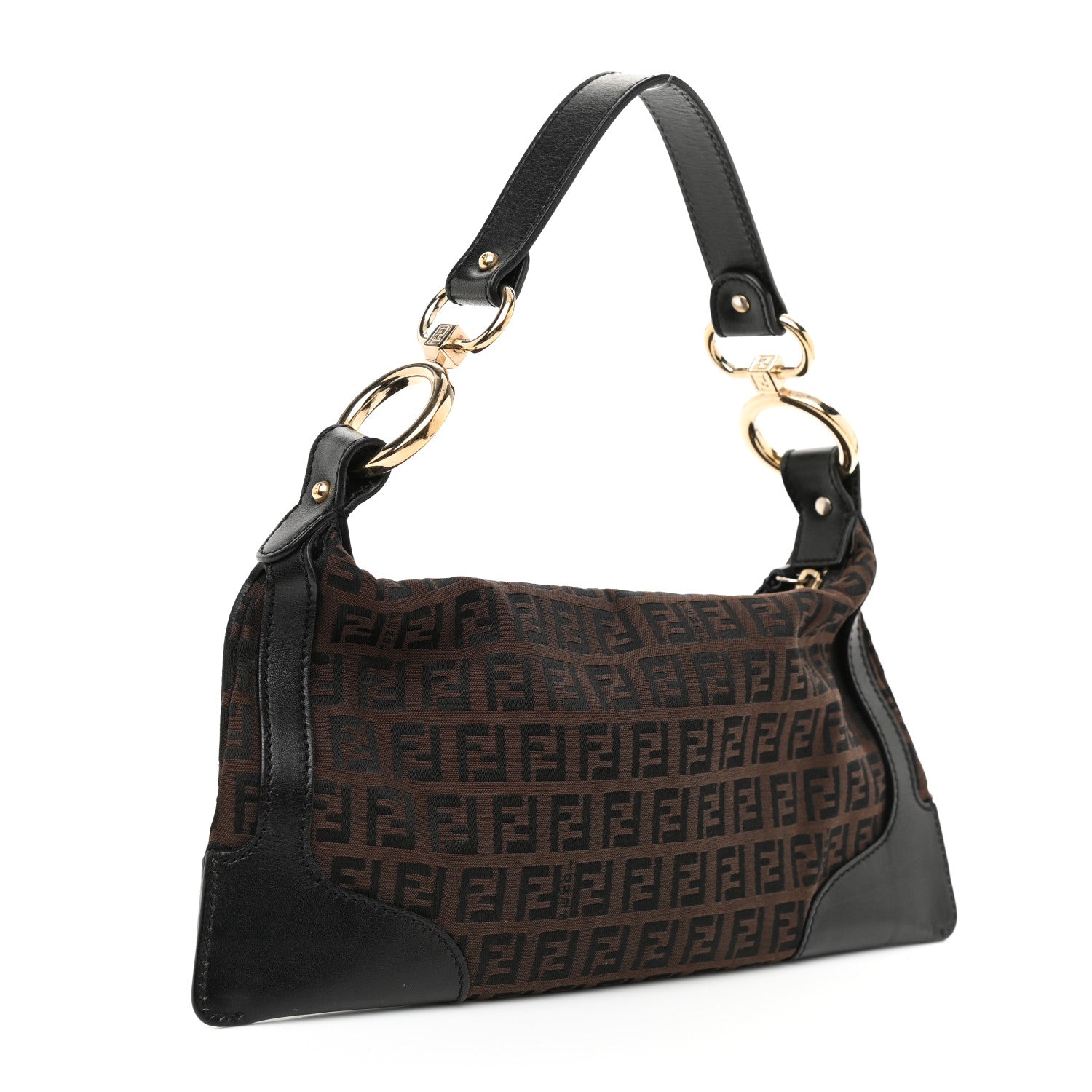 Fendi Zucchino Cuoio Small Chef Pocket Shoulder Bag Black Moro 3 of 10