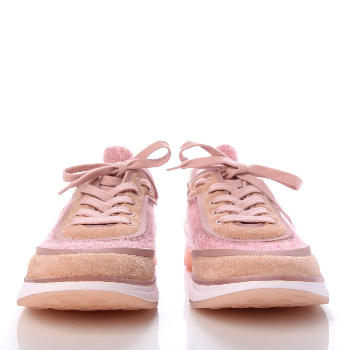 Fabric Calfskin Suede CC Womens Sneakers 37 Pink