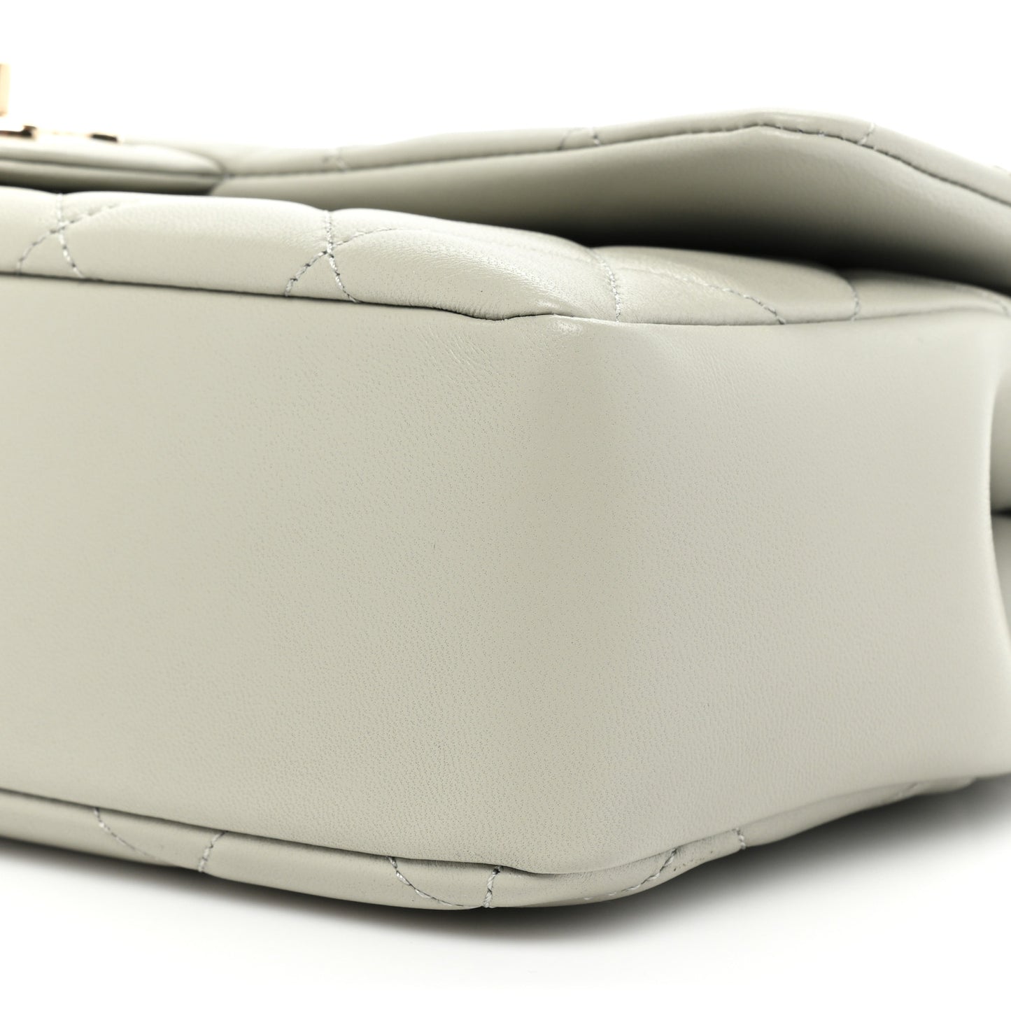 Lambskin Quilted Resin Bi-Color Chain Flap Bag Grey