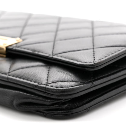 Chanel Lambskin Quilted Golden Class Wallet on Chain WOC Black Black 10 of 12