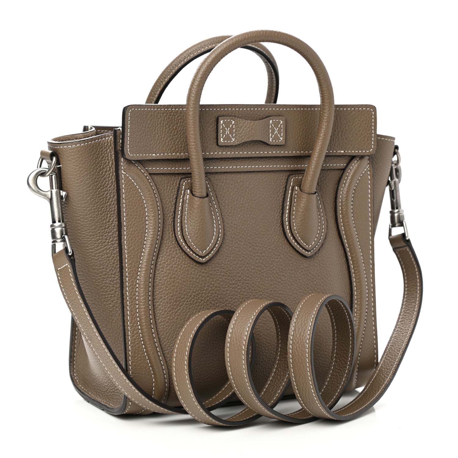 Celine Drummed Calfskin Nano Luggage Souris 3 of 11