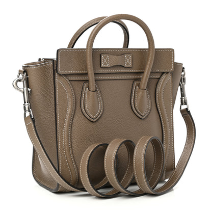 Celine Drummed Calfskin Nano Luggage Souris 3 of 11