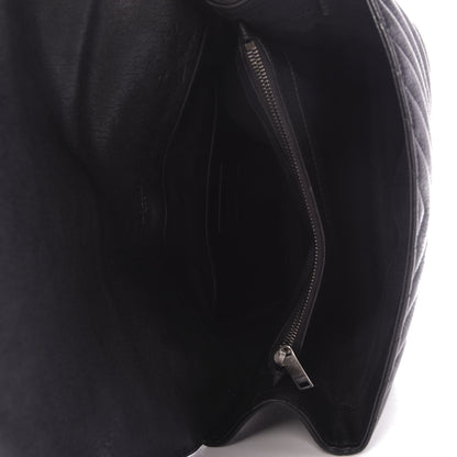 Saint Laurent Sheepskin Matelasse Chevron Monogram Monochrome Large College Satchel Black 5 of 8