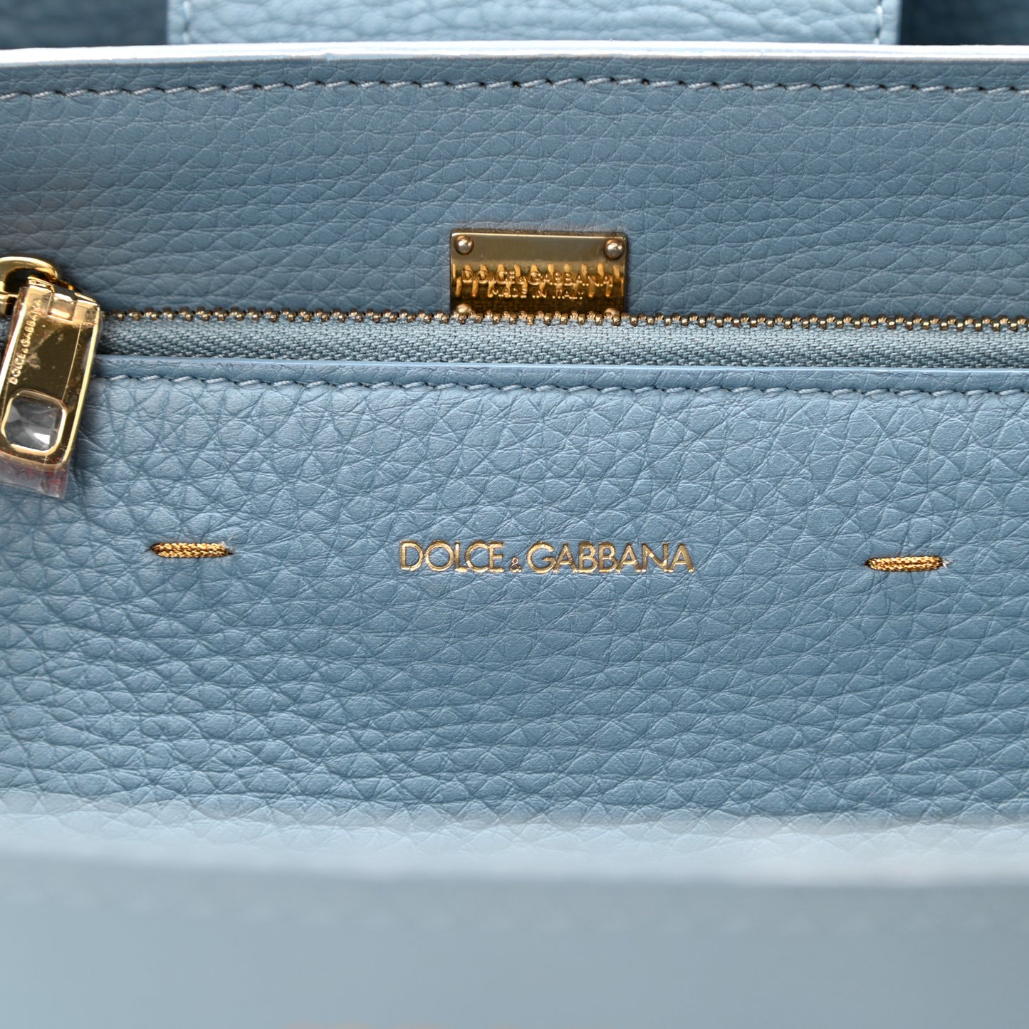 Textured Calfskin Clara Tote Light Blue