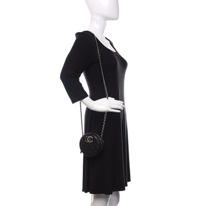 Chanel Caviar Quilted French New Wave Round Clutch With Chain Black 2 of 11