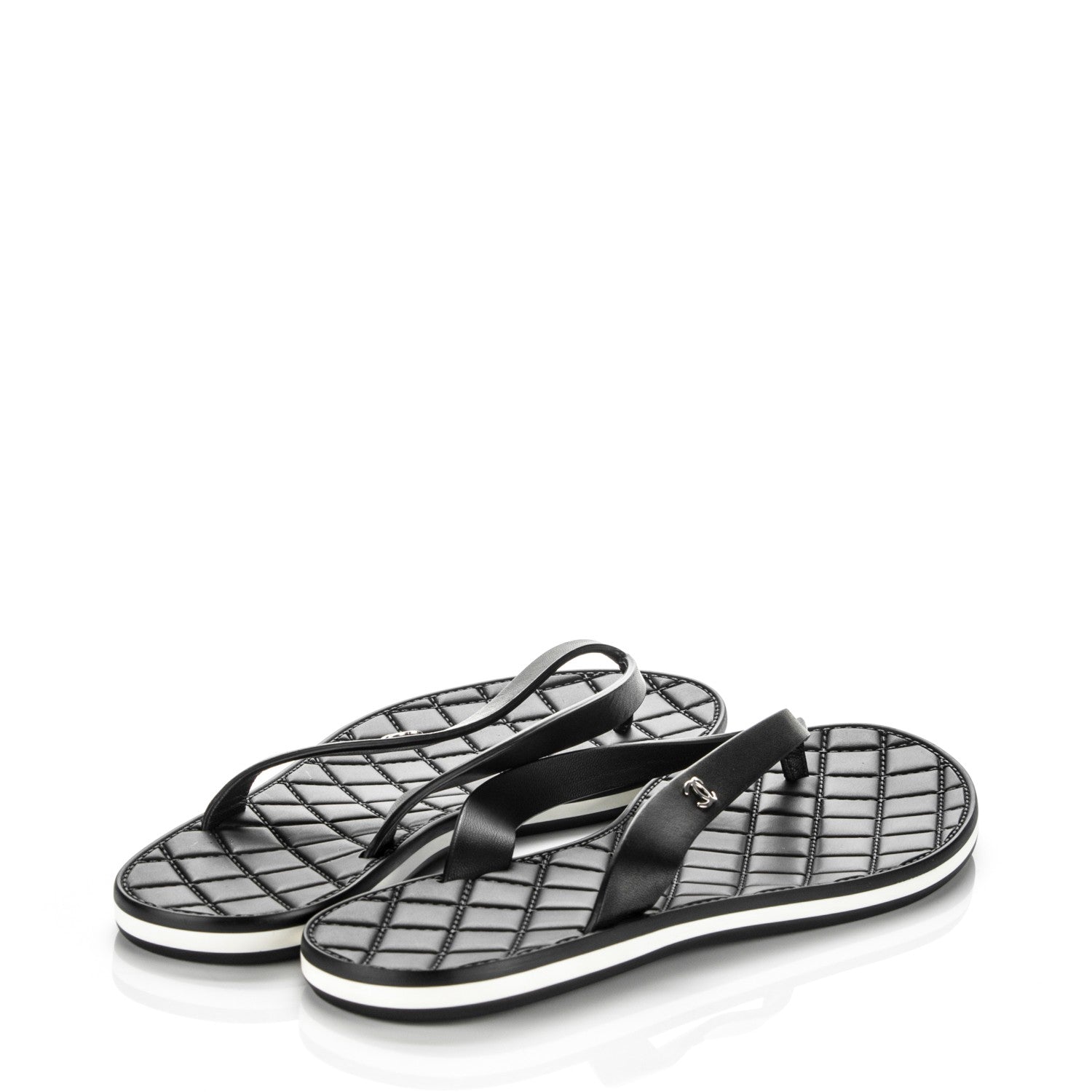 Chanel Calfskin Rubber Thong Sandals 35.5 Black 4 of 7