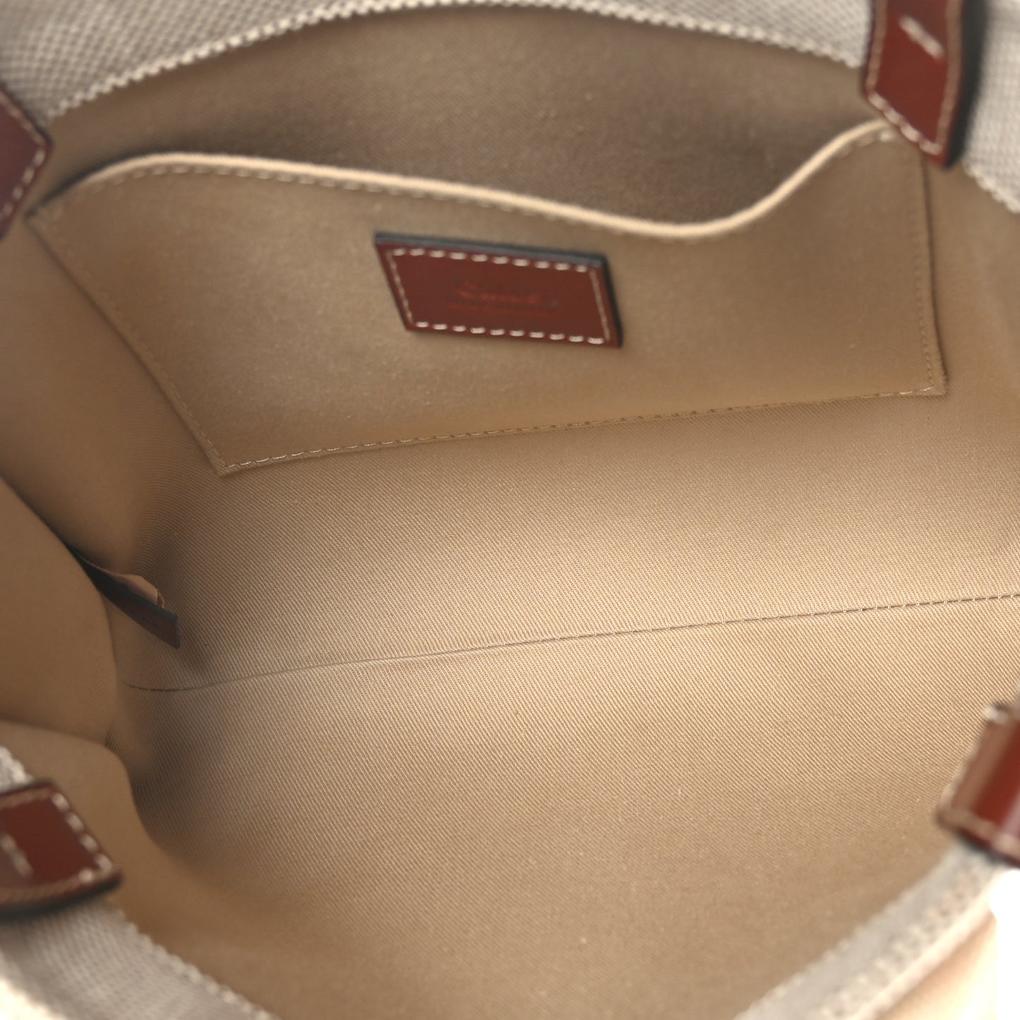 Cotton Calfskin Small Woody Ribbon Tote White Brown