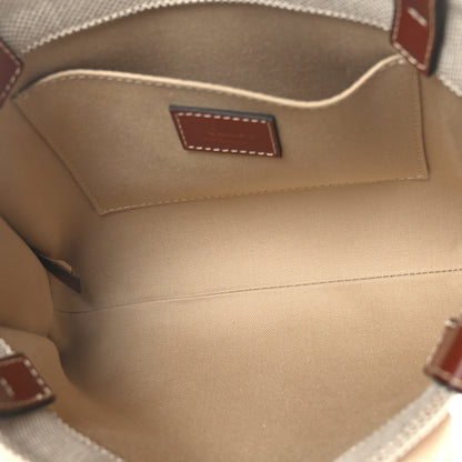 Chloe Cotton Calfskin Small Woody Ribbon Tote White Brown 5 of 8
