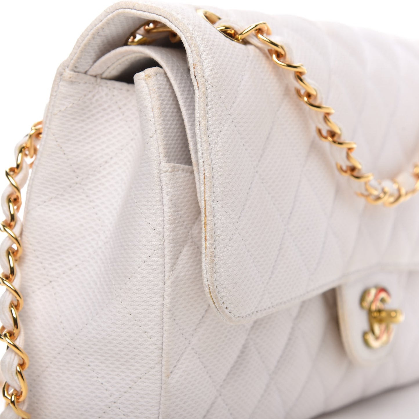 Neoprene Quilted Medium Double Flap White