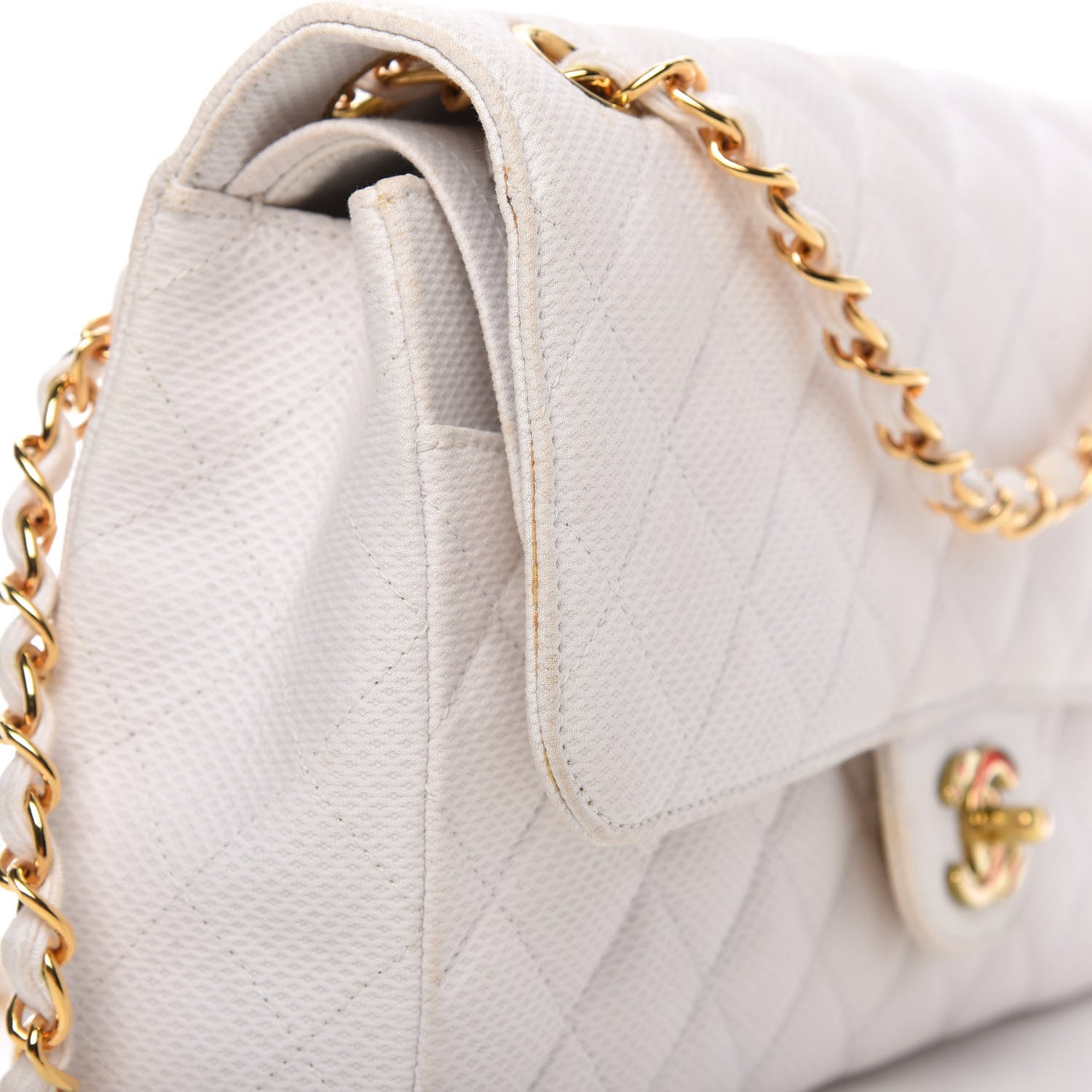 Chanel Neoprene Quilted Medium Double Flap White 12 of 14