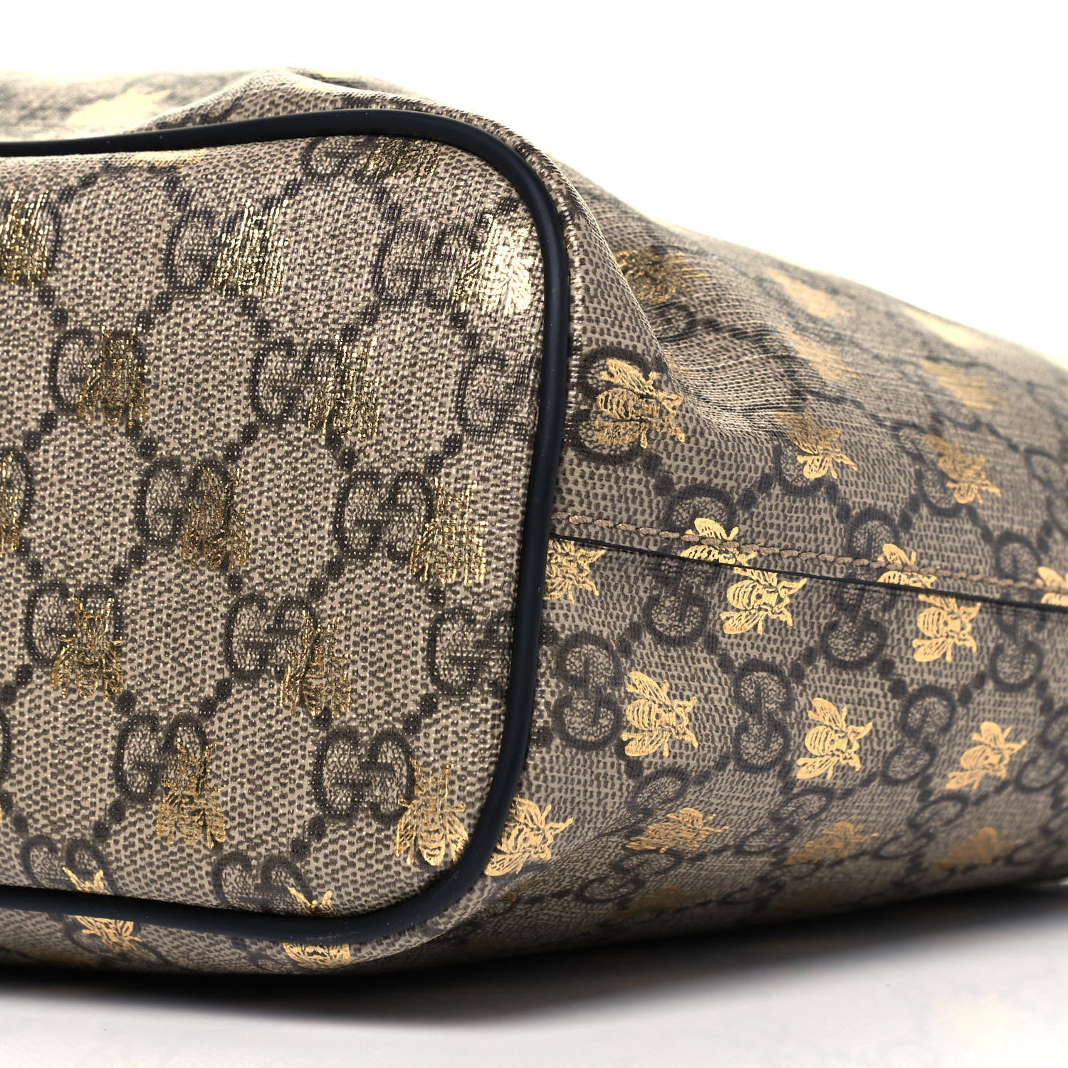 Gucci Soft GG Supreme Monogram Bees Small Crossbody Tote Beige Oro Black 8 of 8