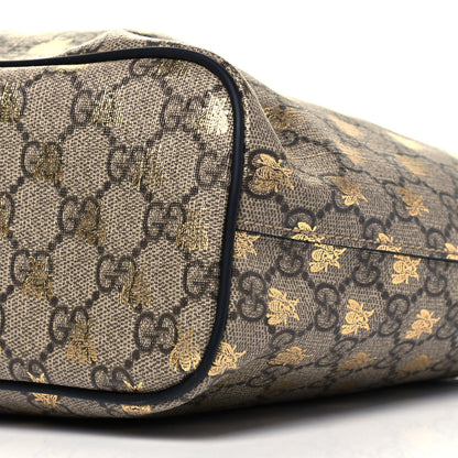 Gucci Soft GG Supreme Monogram Bees Small Crossbody Tote Beige Oro Black 8 of 8