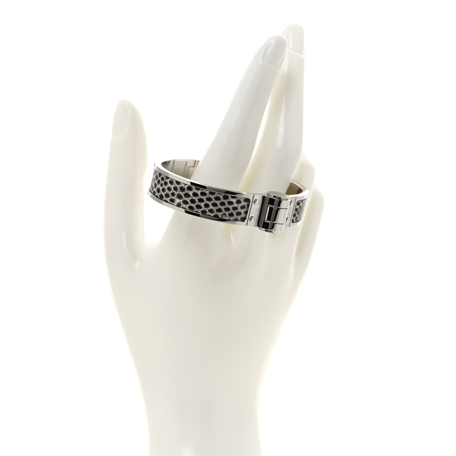 Hermes Lizard Charniere Cuir Narrow Hinged Bracelet M Ombre 2 of 5