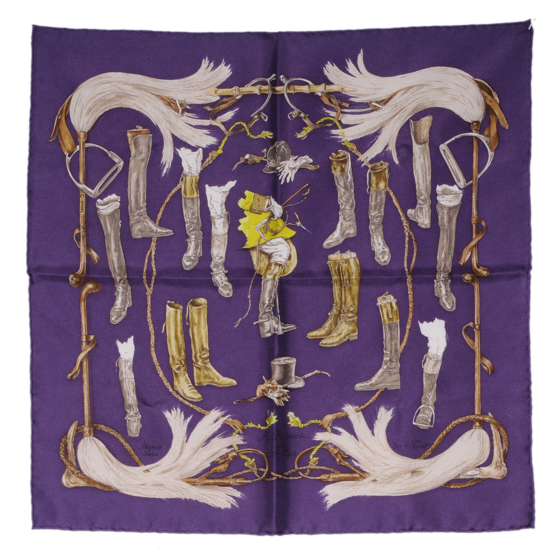 Hermes Silk A Propos de Bottes Pocket Square 2 of 4