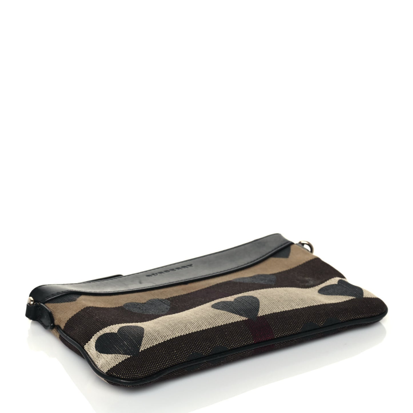 Mega Check Heart Print Peyton Crossbody Clutch Bag Black