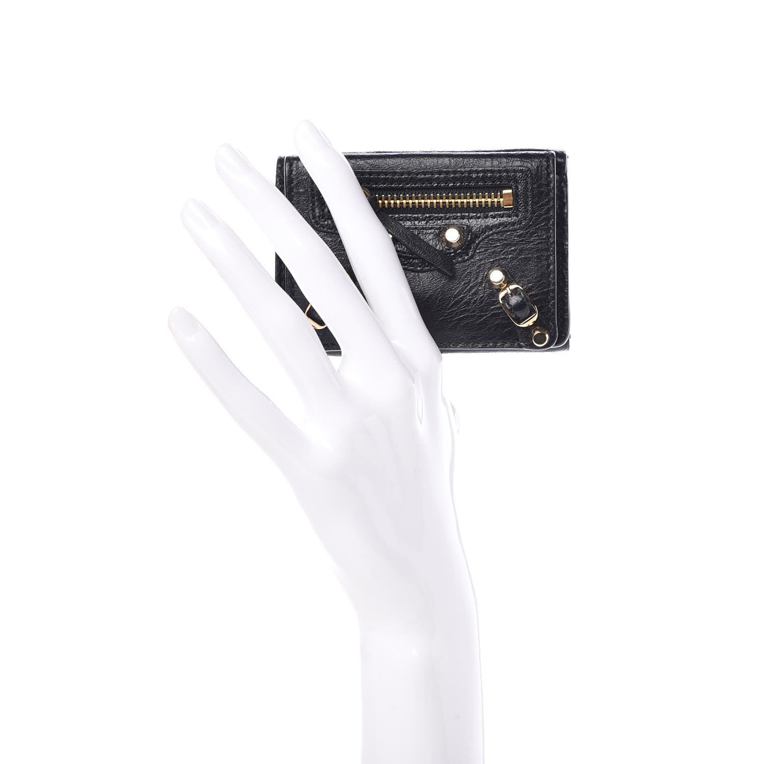 Balenciaga Agneau Arena Classic Gold Hardware Mini Wallet Black 2 of 9