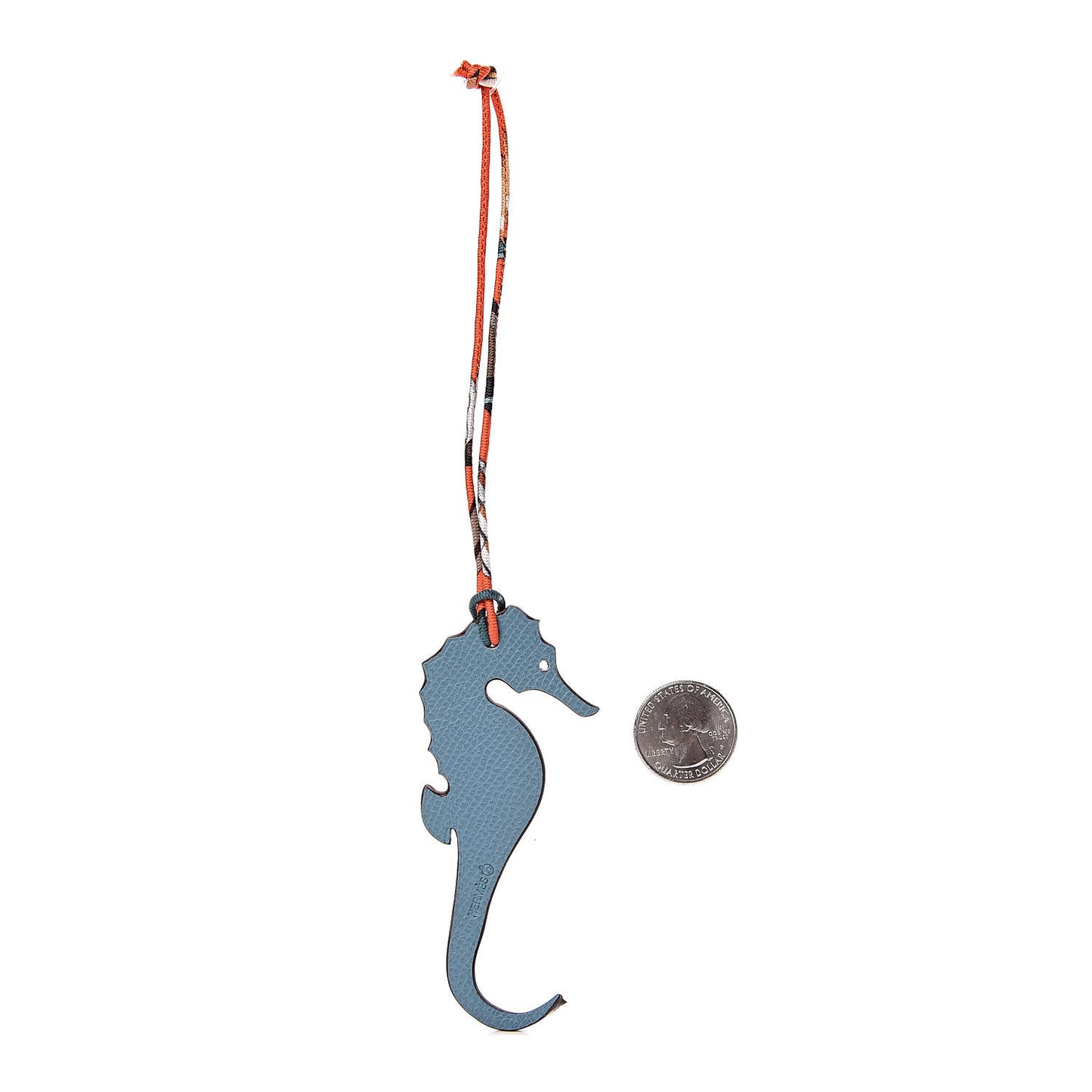 Togo Epsom Petit H Seahorse Bag Charm Capucine Blue Jean