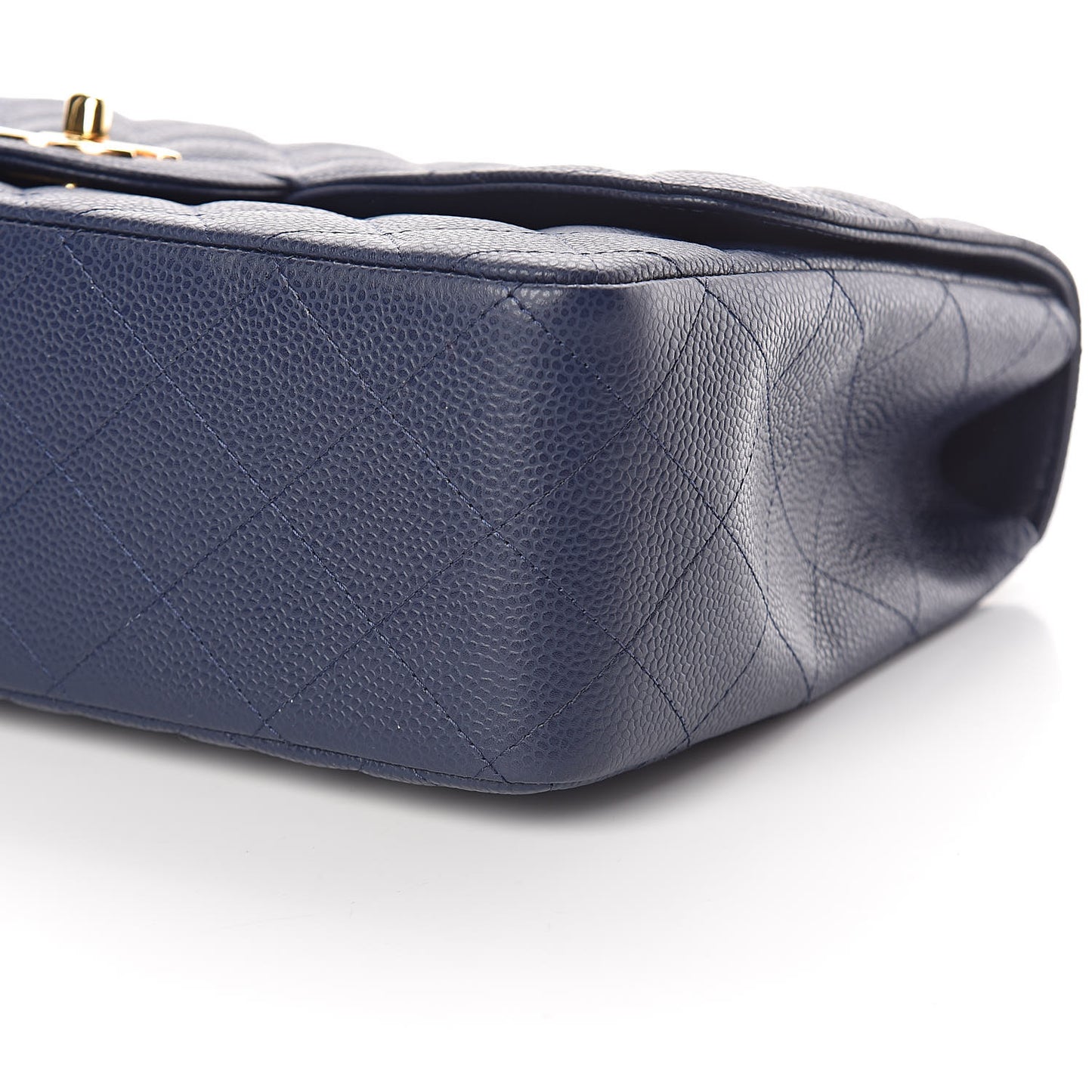Caviar Quilted Jumbo Single Flap Dark Blue