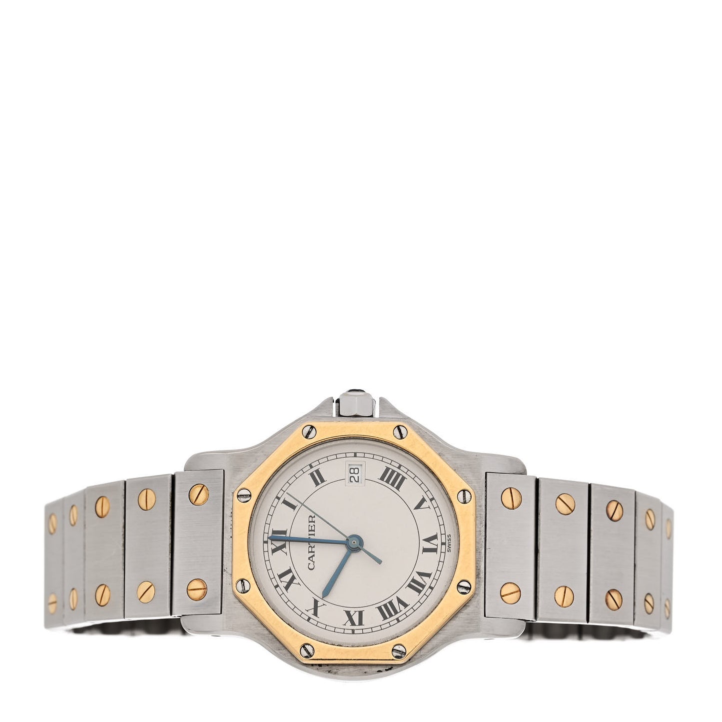 Stainless Steel 18K Yellow Gold 29mm Santos Octagon Quartz Watch