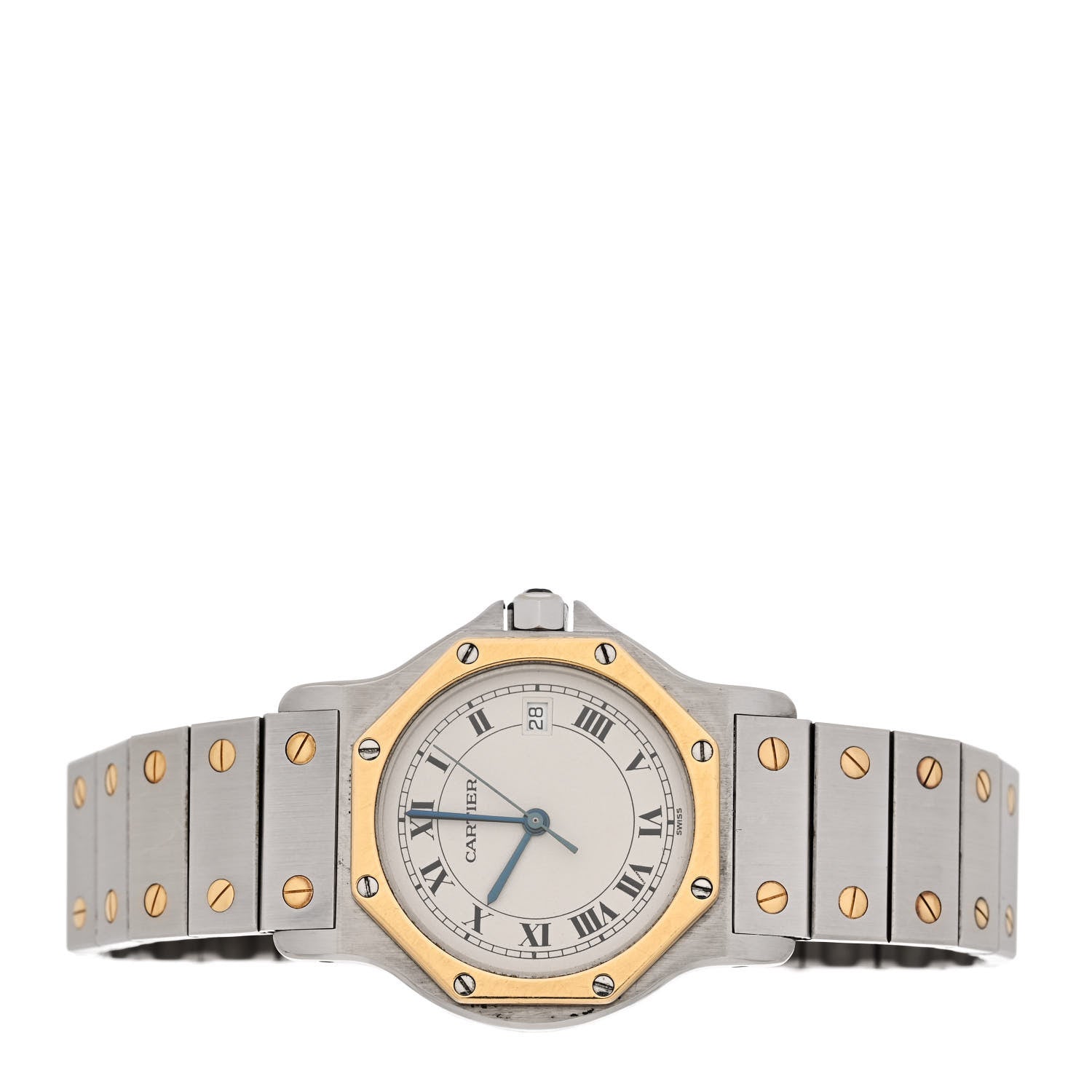 Cartier Stainless Steel 18K Yellow Gold 29mm Santos Octagon Quartz Watch 2 of 6