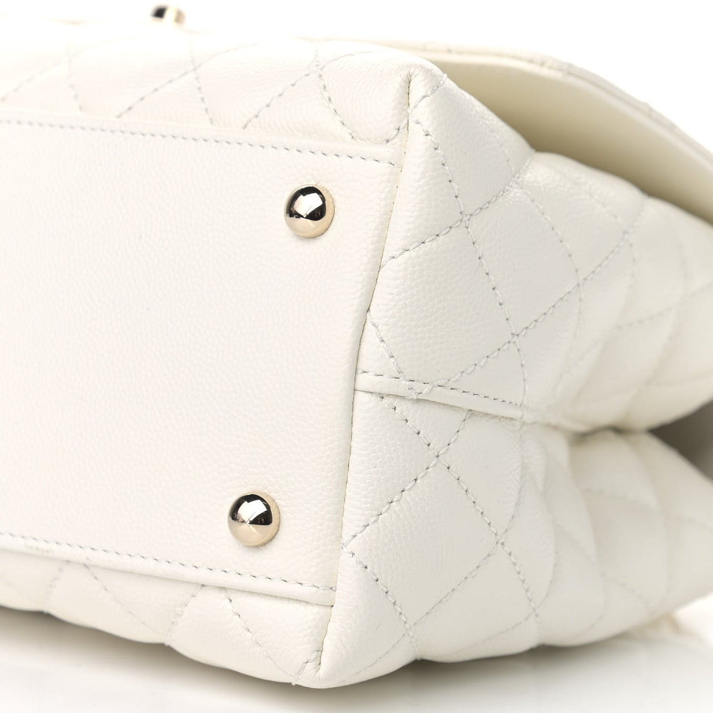 Caviar Quilted Small Coco Handle Flap White